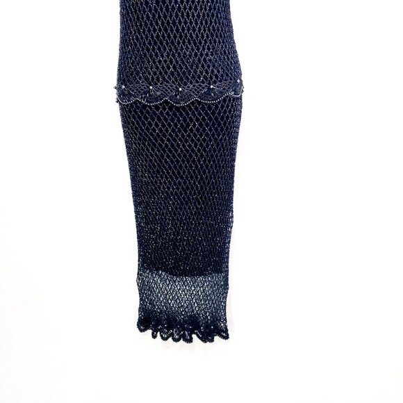 Vtg Arden B Beaded Crochet Fishnet Top & Skirt Sz M Dark Fairy Glam Goth - Picture 7 of 16